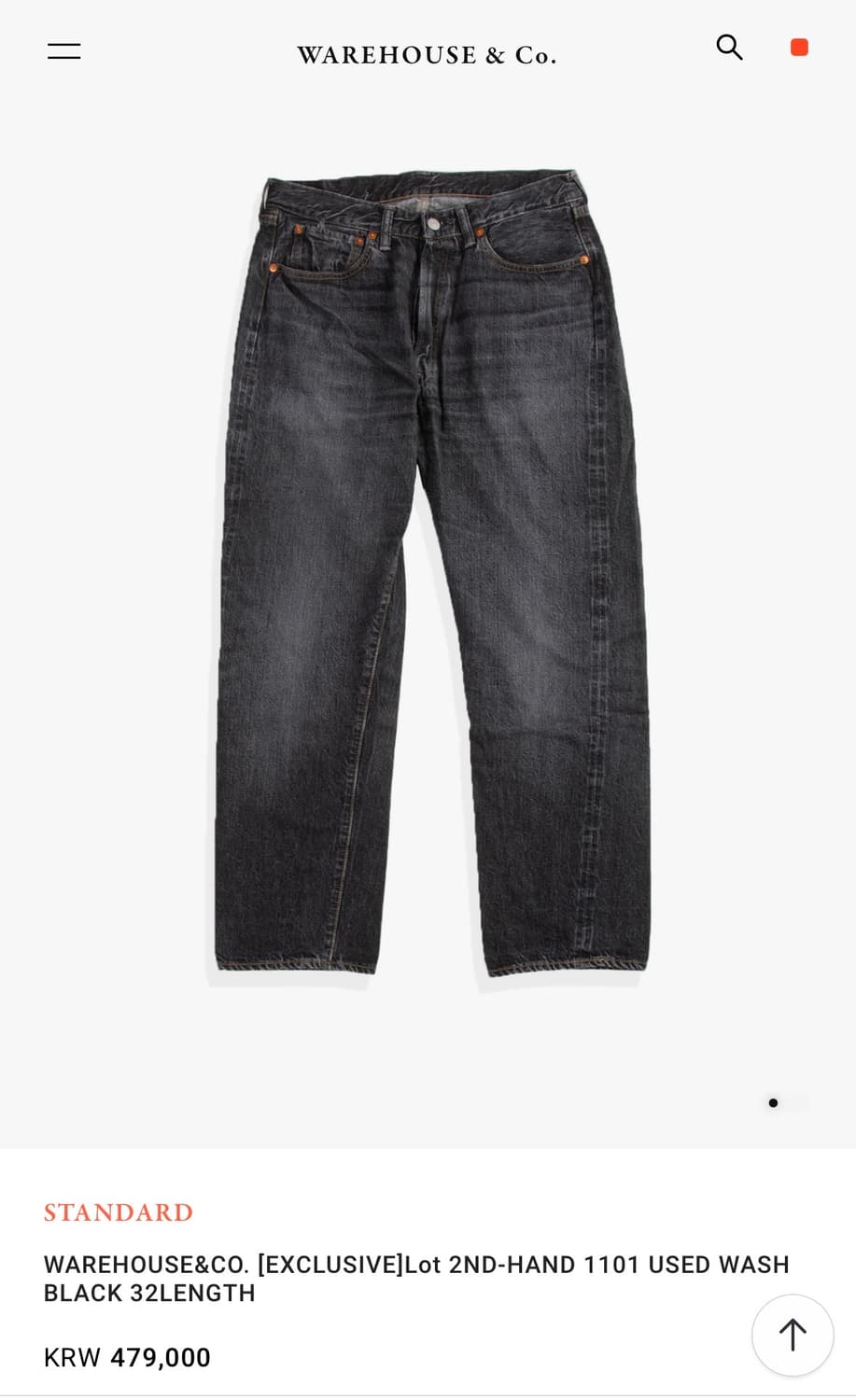 웨어하우스 Lot 2ND-HAND 1101 블랙 32LENGTH 상품이미지1