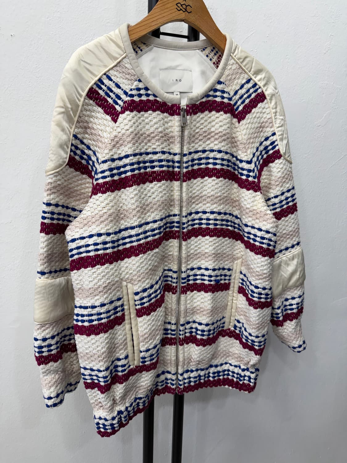 정품) IRO 이로 가죽디테일 오버핏 트위드 자켓 36 상품이미지1