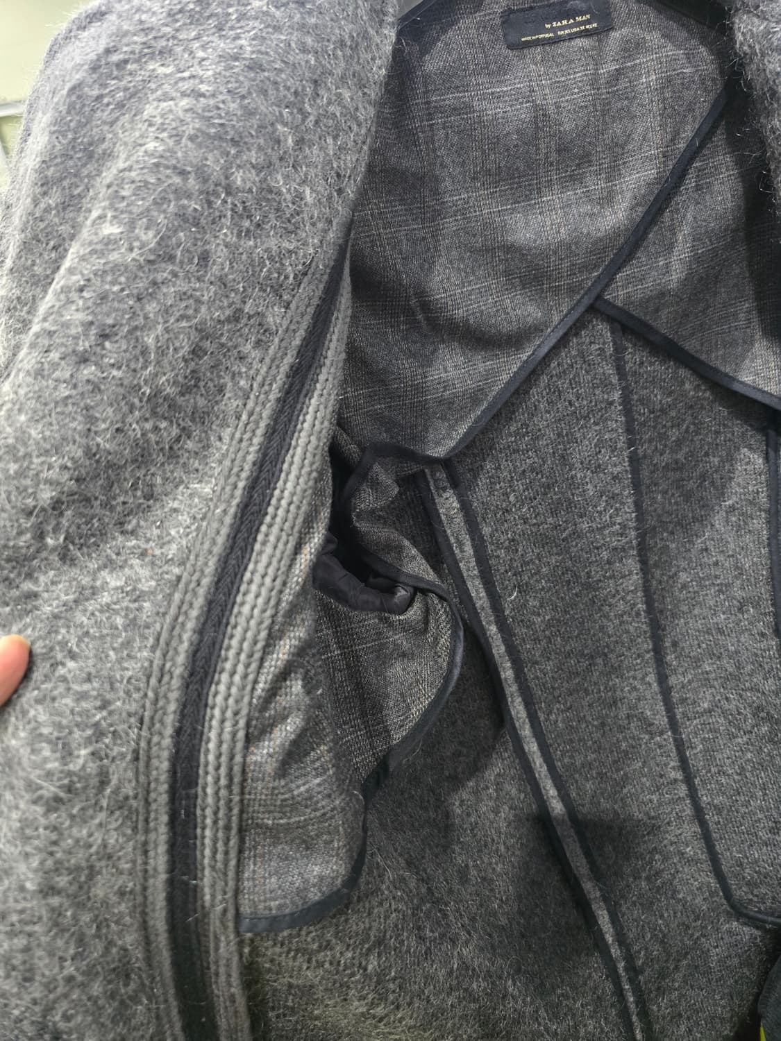 자라 남성 울 더블 버튼 회색 코트 상품이미지3