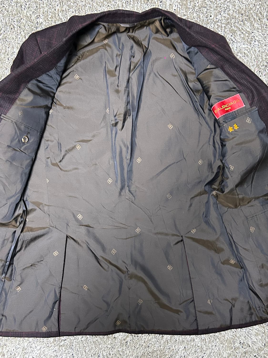 일제 발렌시아가 캐시미어 체크 블레이저 사이즈 105 상품이미지6