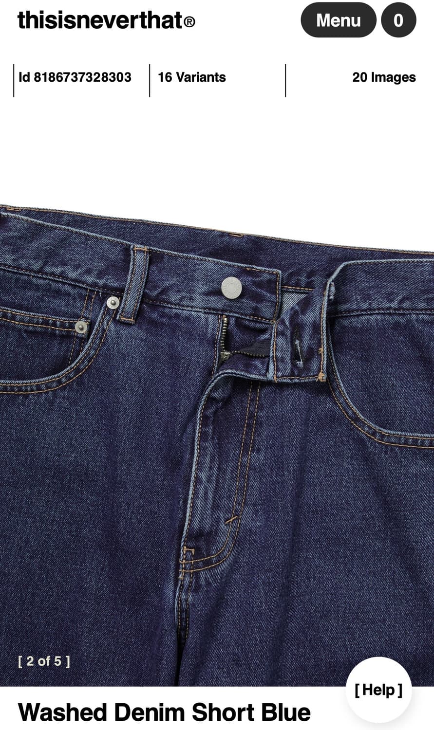 디스이즈네버댓) Washed Denim Short Blue S 상품이미지3