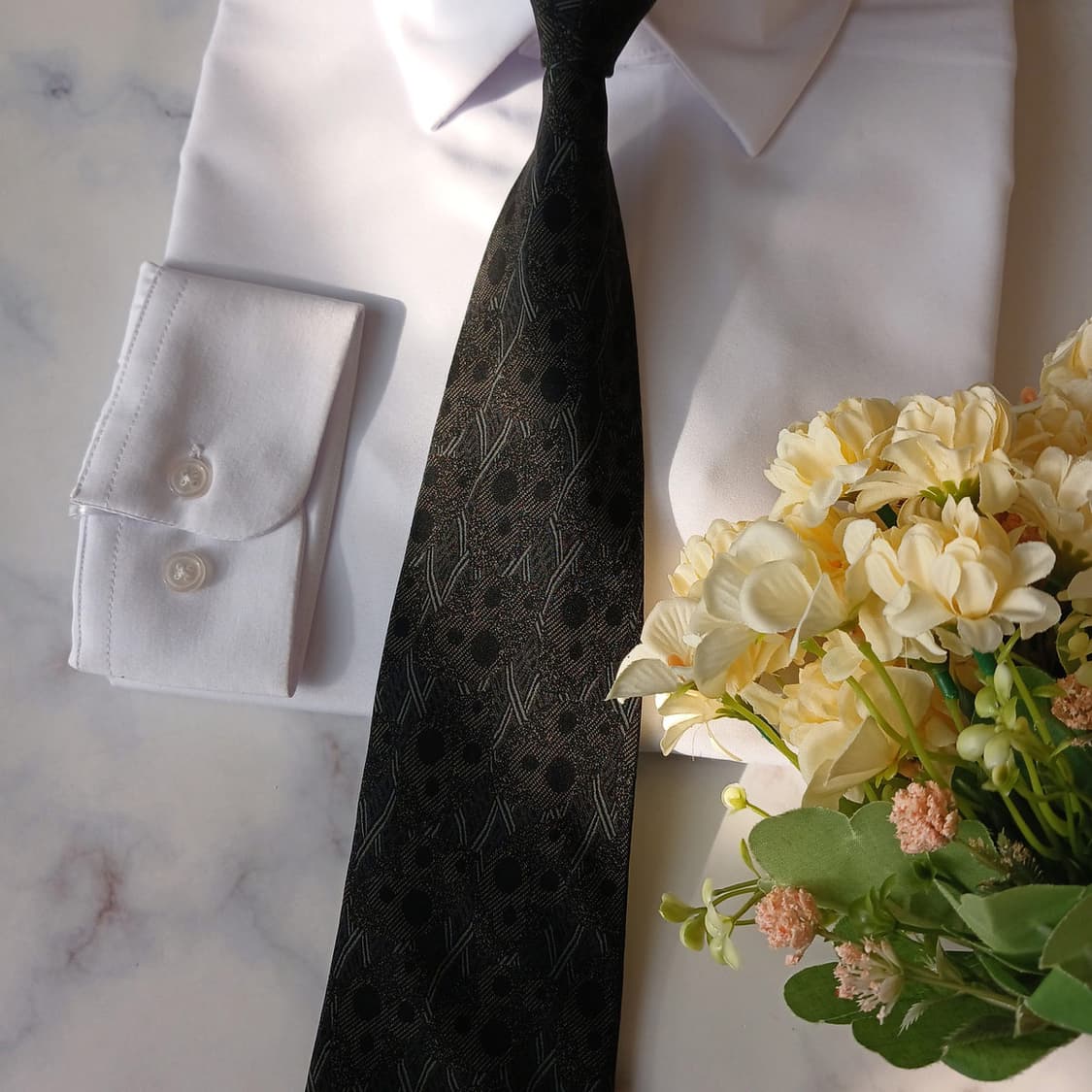 타케오 키쿠치 실크 블랙 패턴 넥타이 9.3cm A+등급 A19641 상품이미지6