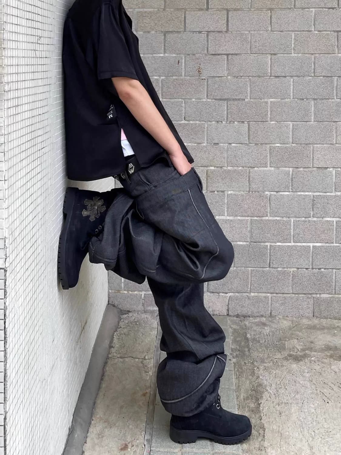 워싱 로우라이즈 벌룬 와이드 데님 팬츠 상품이미지2