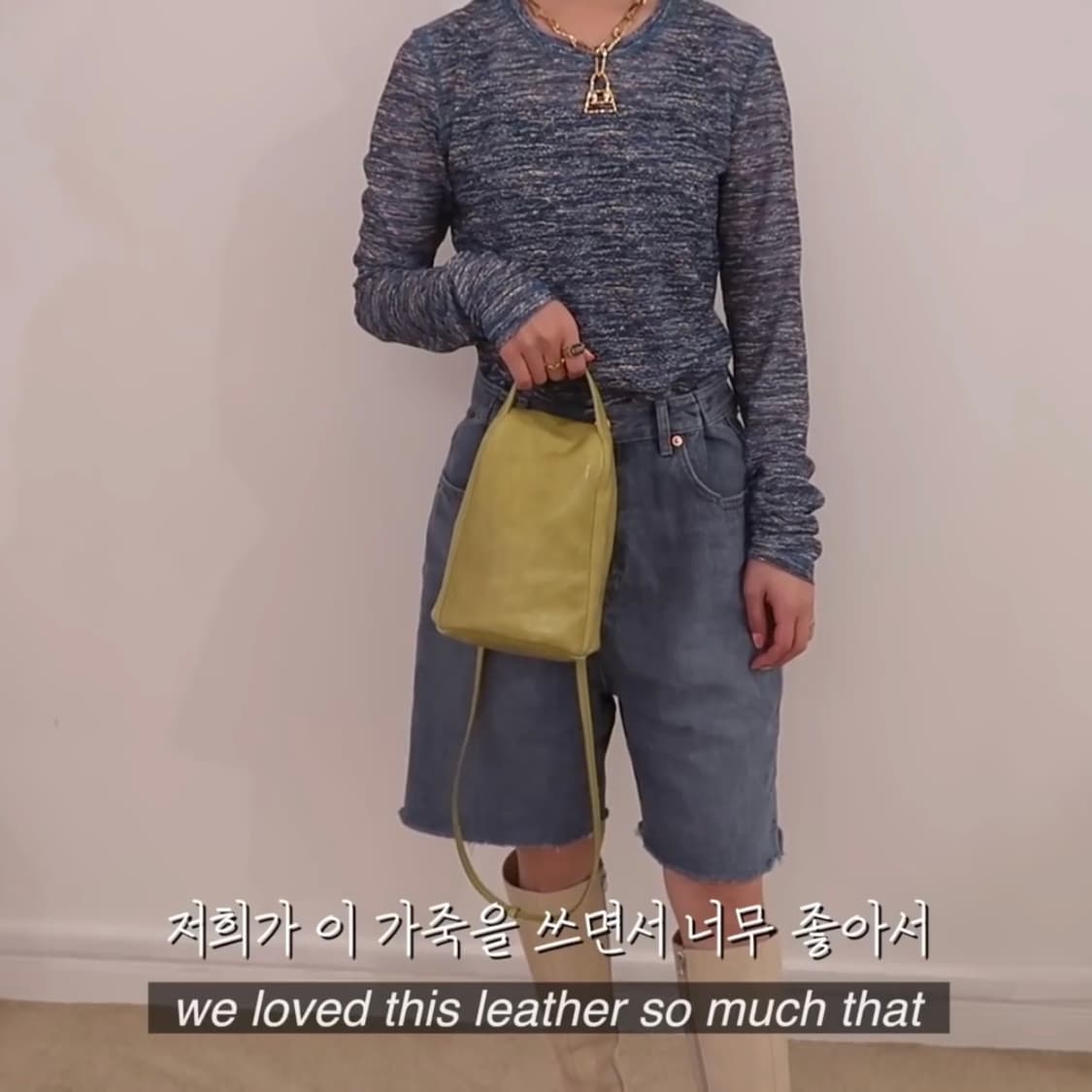 hyethe 해더 리얼레더 소가죽 크로스백 라임 컬러 상품이미지7
