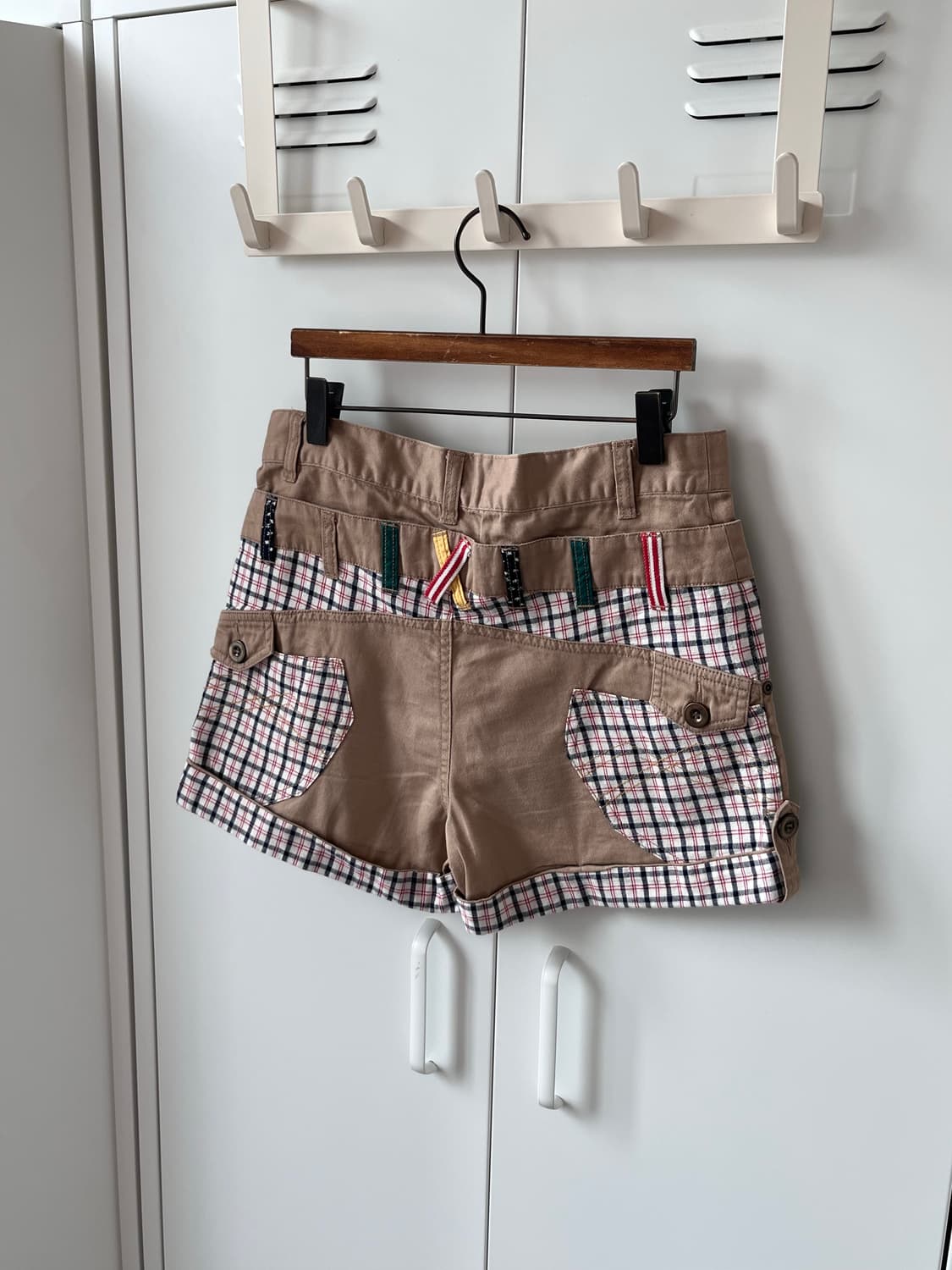 Vintage 패치워크 베이지 숏 팬츠 반바지 상품이미지9
