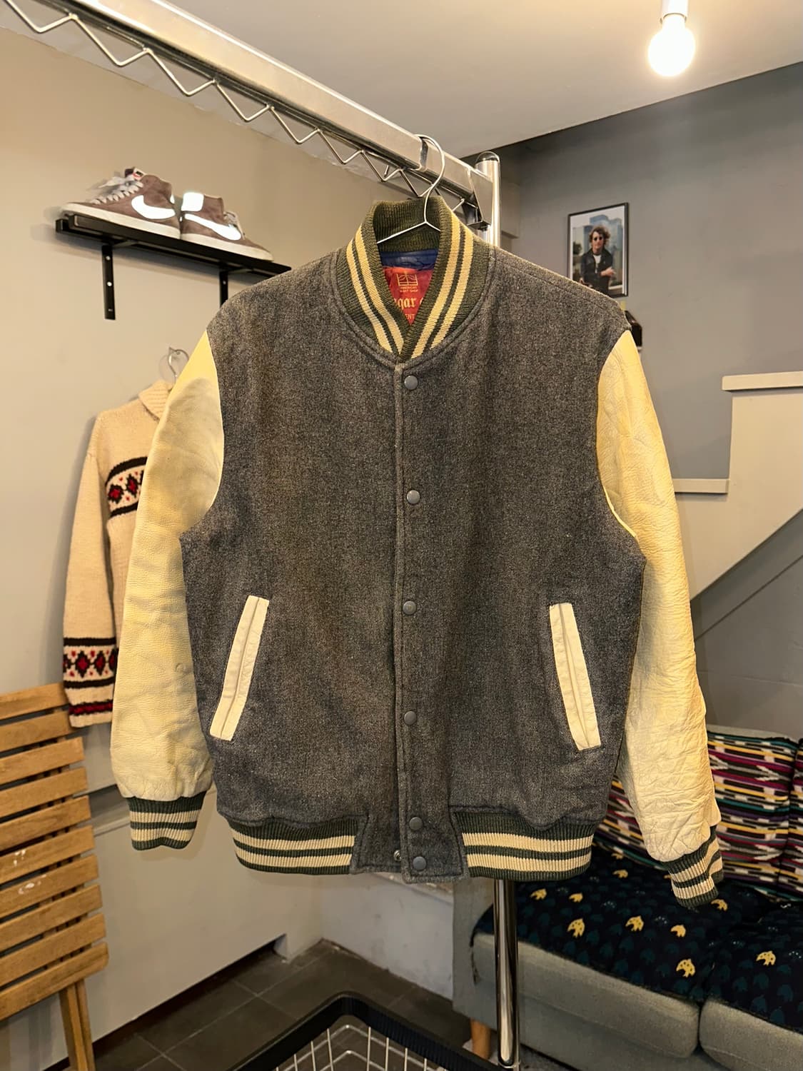 90’s Sugar Cane wool/leather varsity JK 상품이미지3