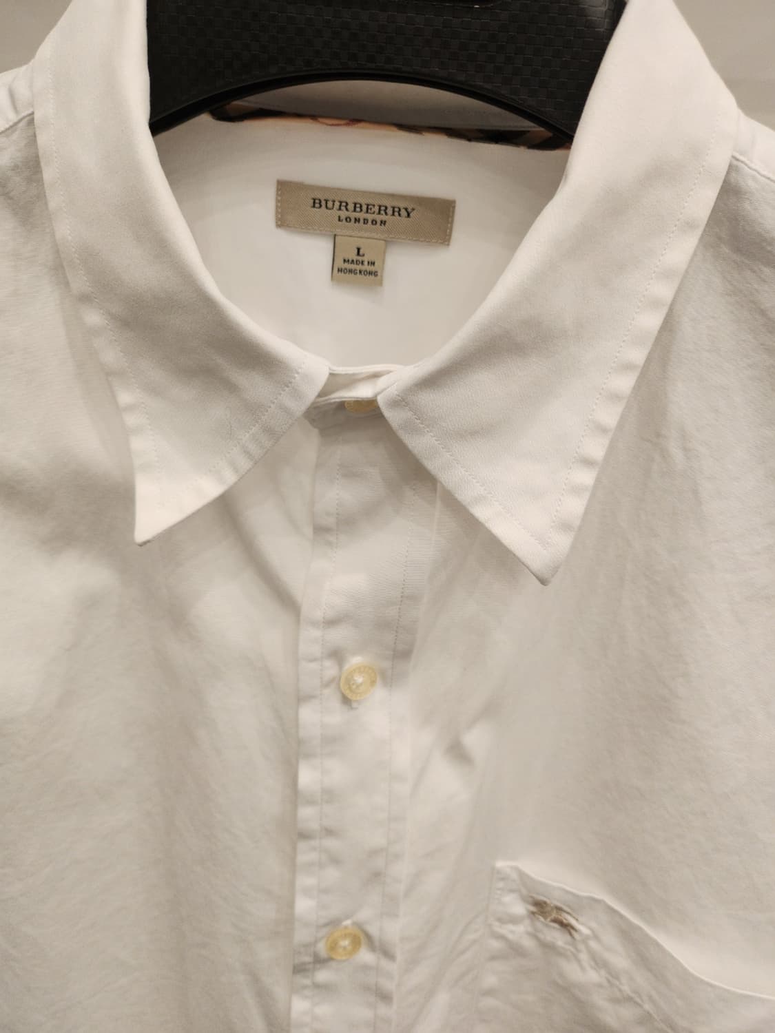 버버리 화이트셔츠 커프스체크 L 상품이미지3