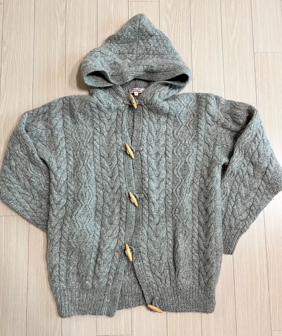빈티지 울100 그레이 후드 가디건 상품이미지1
