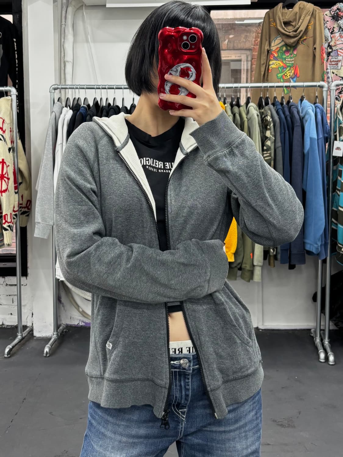 스투시 써멀 그레이 후드집업 상품이미지2