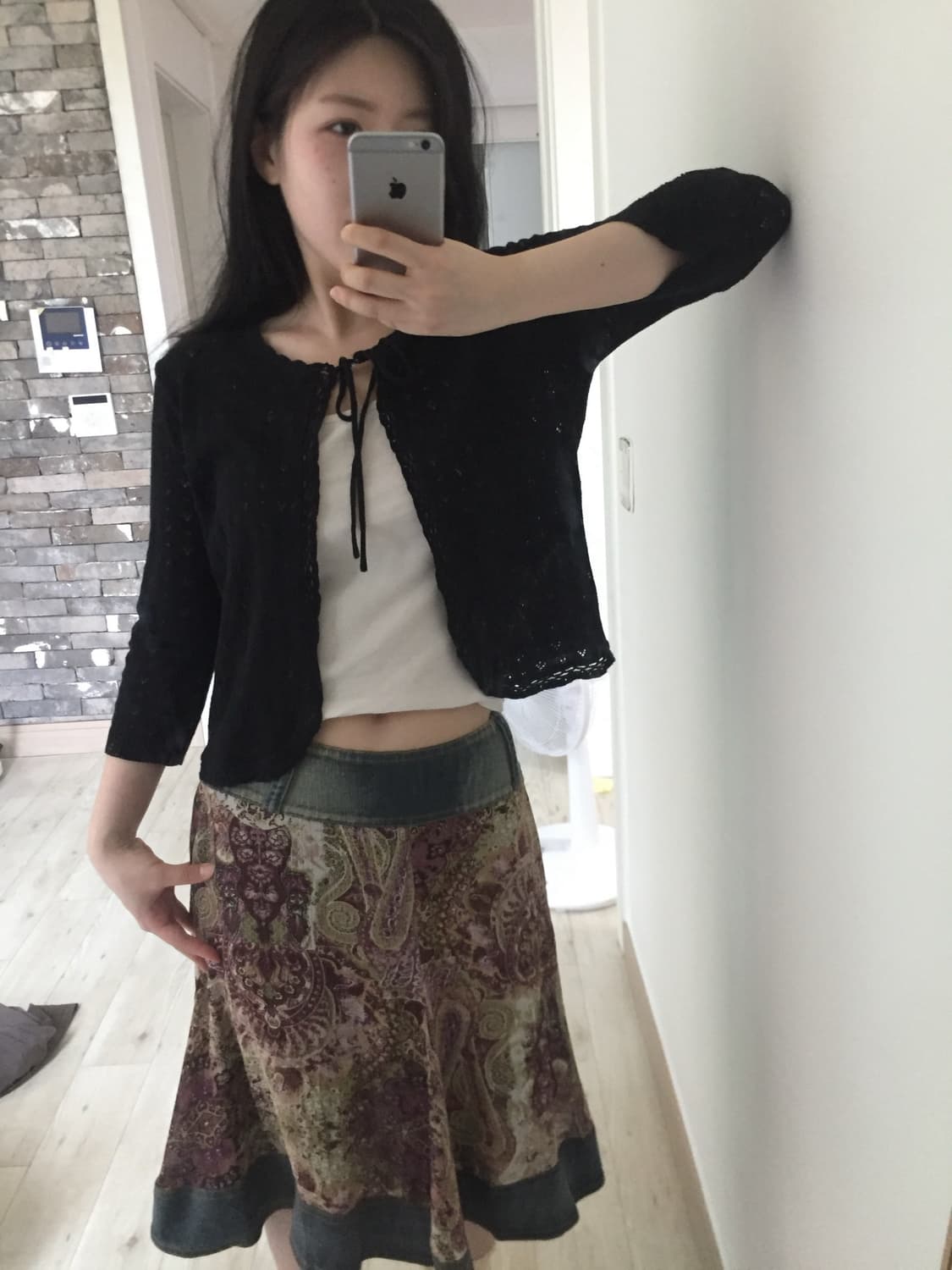 black punching lace ribbon cardigan 상품이미지2