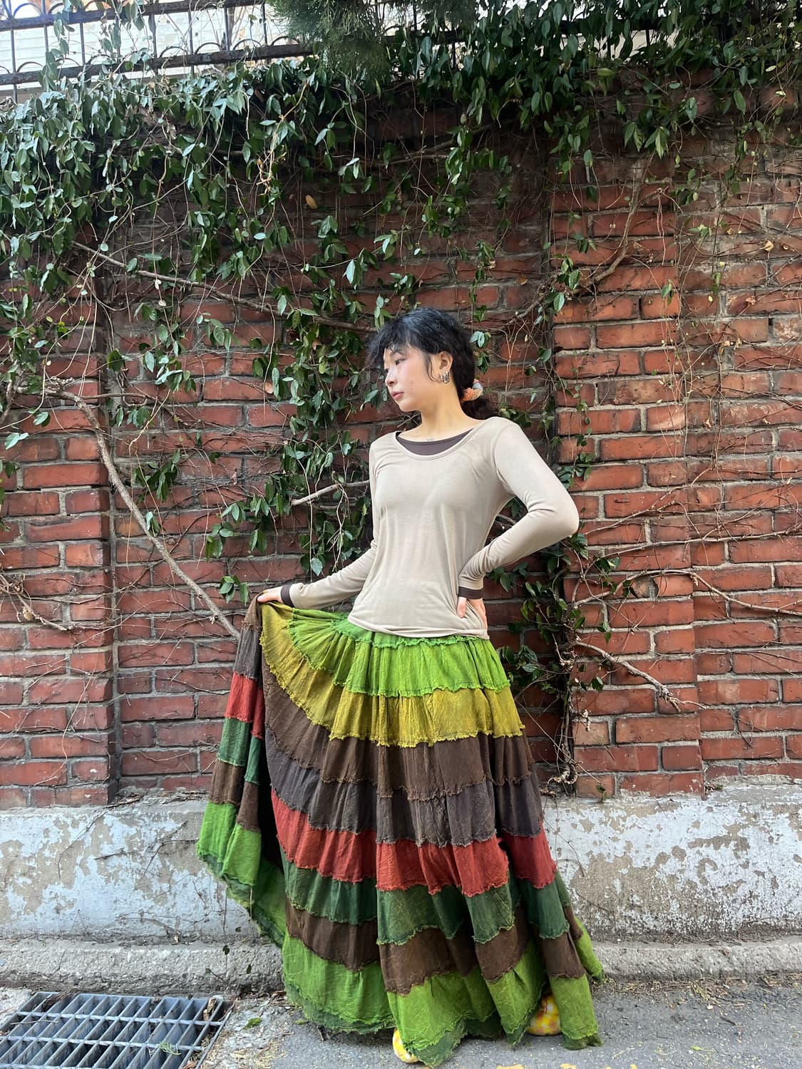 히피 패치워크 롱스커트 상품이미지2