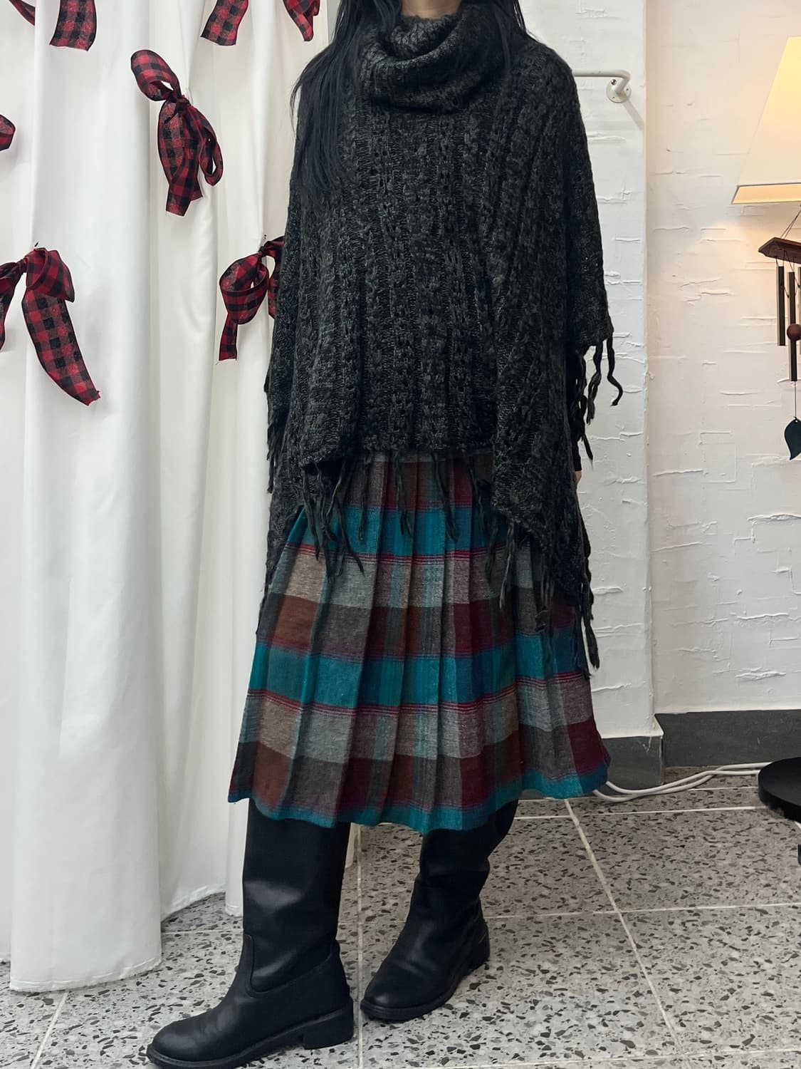 charcoal fringe cape 상품이미지4