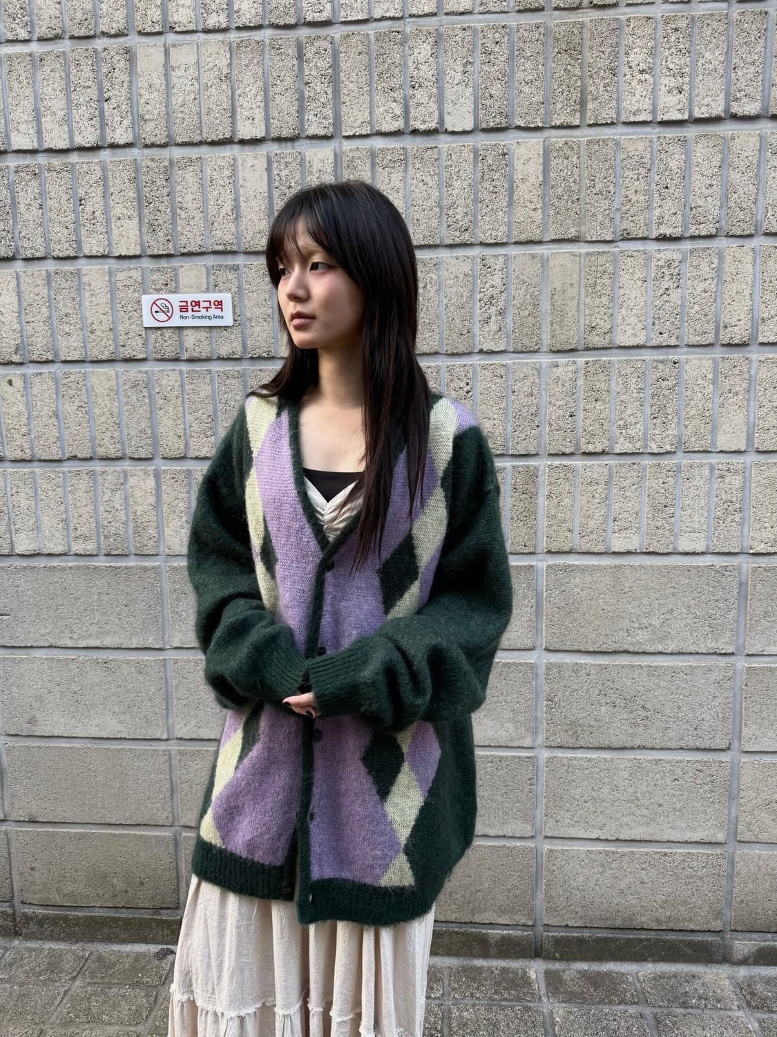 니들스 아가일 모헤어 가디건 상품이미지1