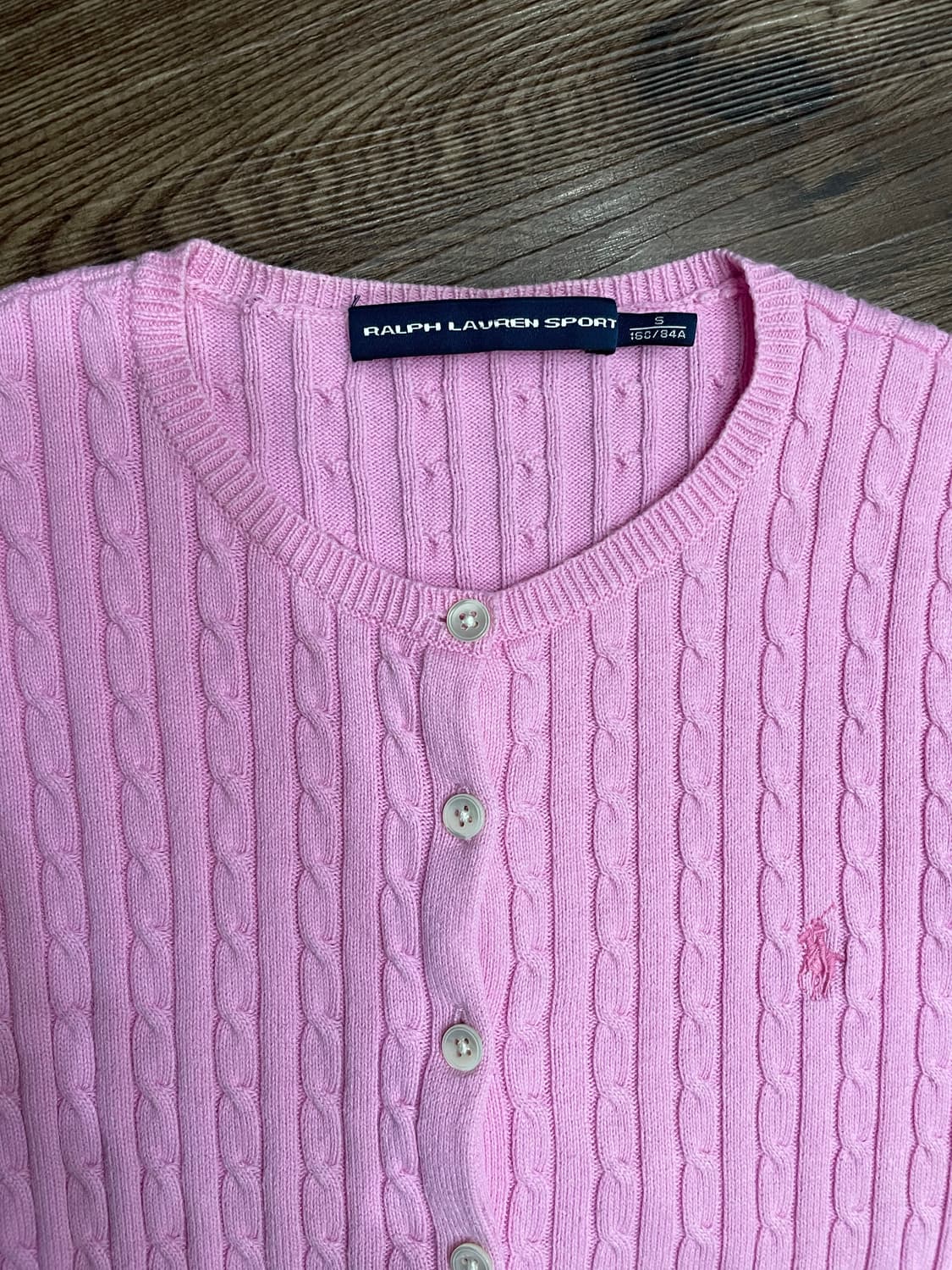 폴로 랄프로렌 여성 케이블 코튼 니트 가디건 핑크 상품이미지1