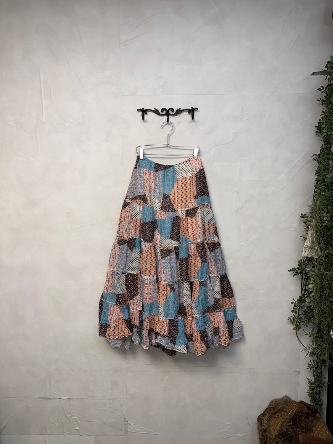 Mute floral patchwork maxi cancan skirt 상품이미지2