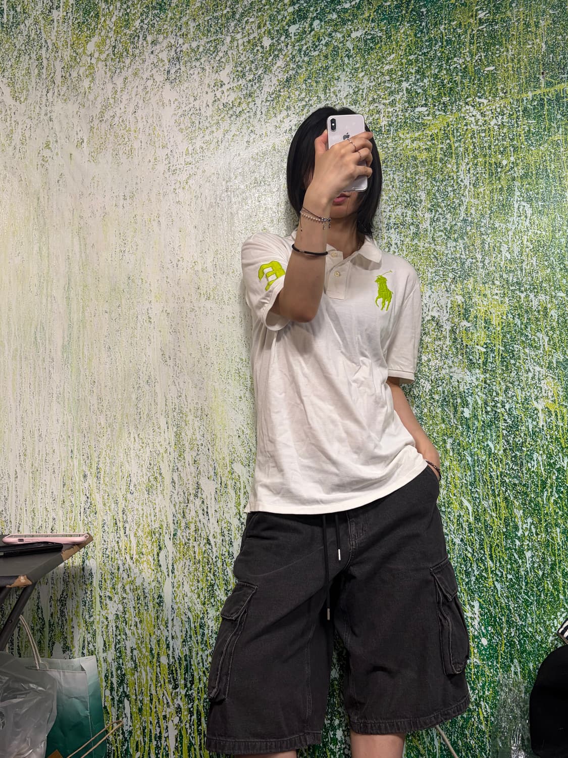 폴로 빅포니 화이트 치프키프 형광 딱붙 반팔 카라 티셔츠 키즈 XL 상품이미지2