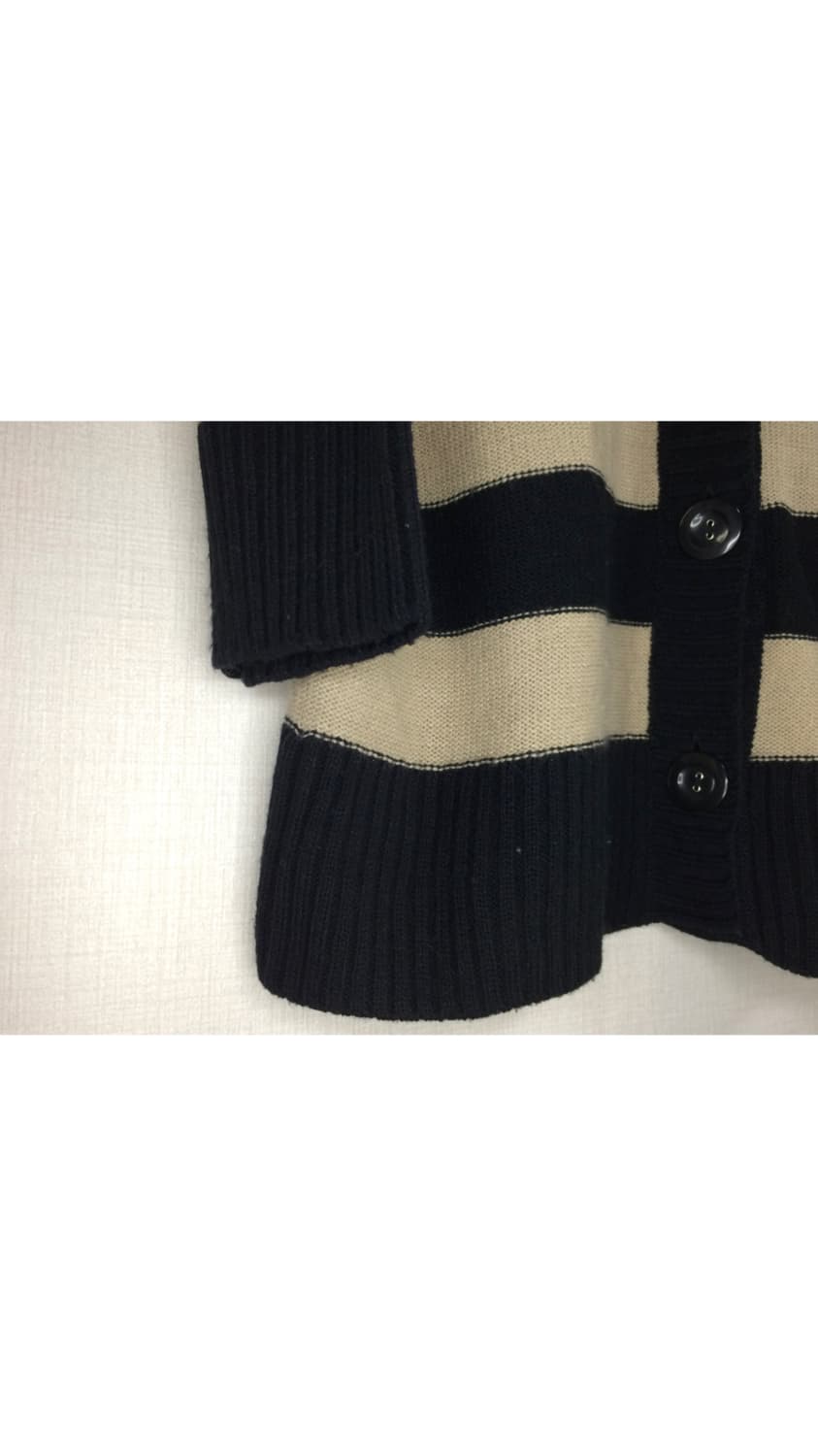 빈티지 베이지 블랙 단가라 후드 가디건 상품이미지4