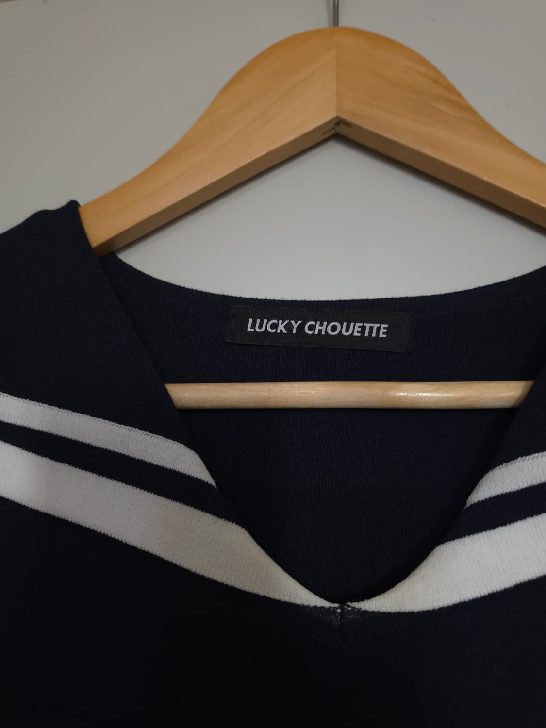 럭키슈에뜨 세일러 카라 반팔 원피스 네이비 상품이미지3