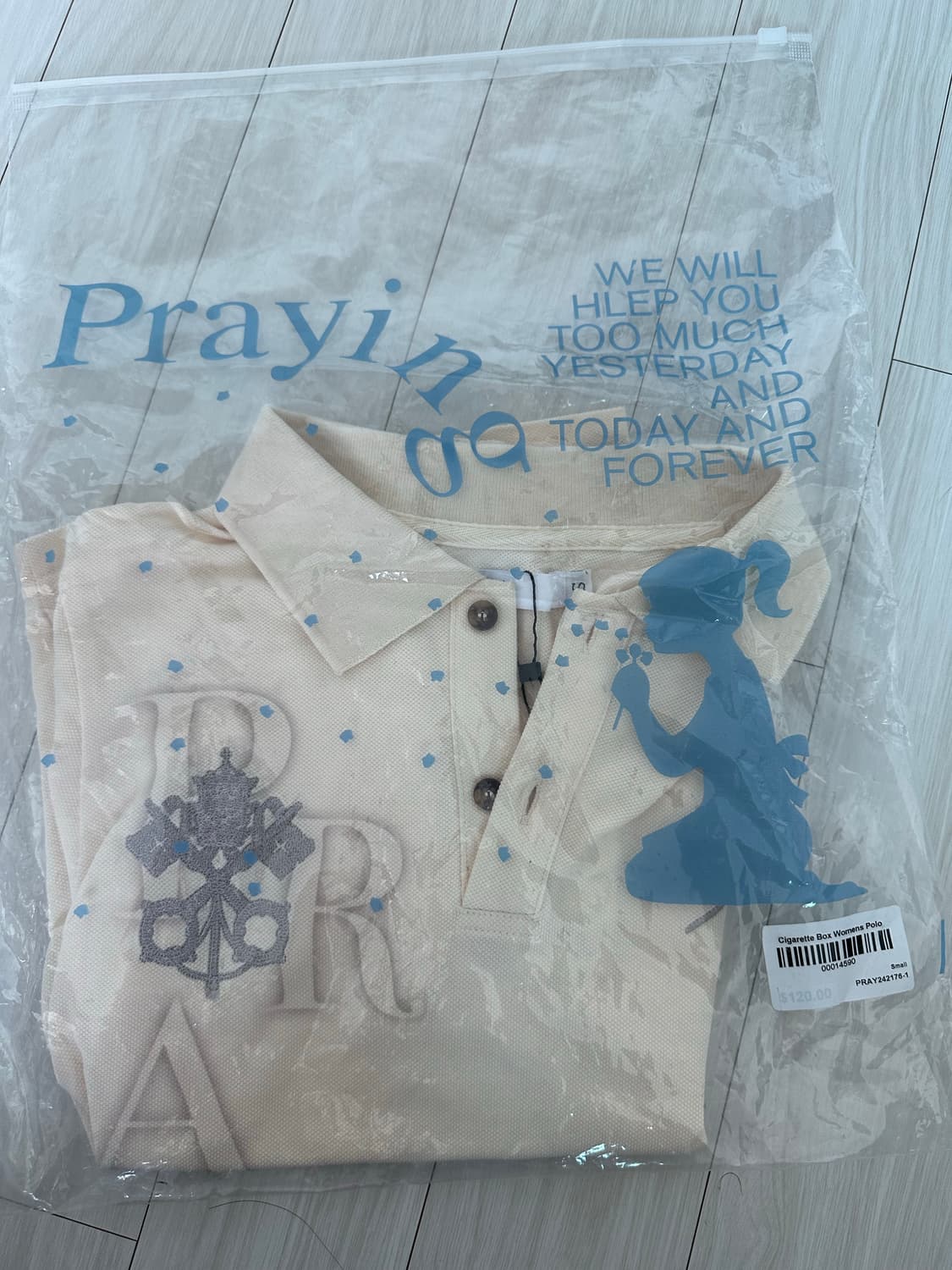Praying cigarette box womens polo small 상품이미지2
