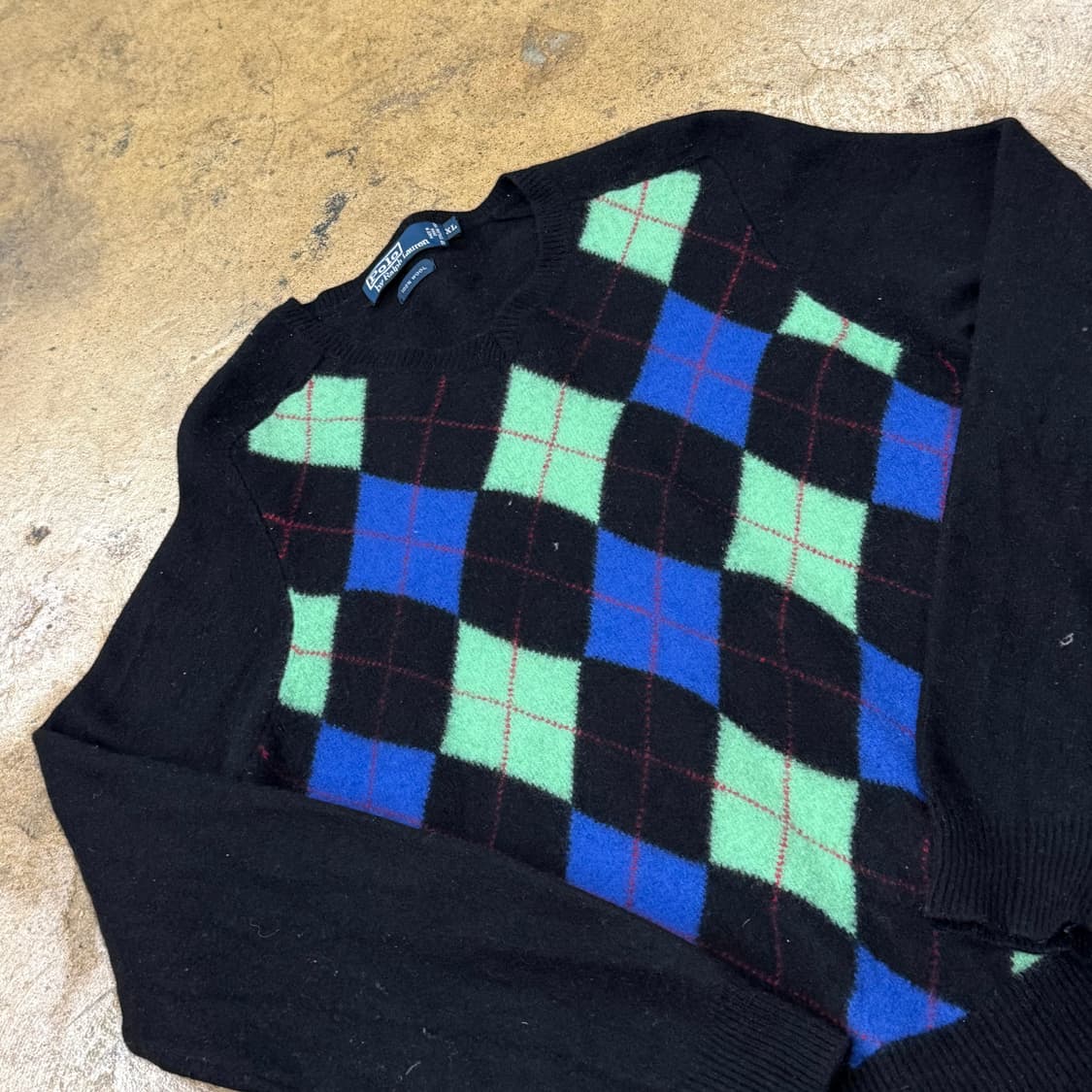 폴로 랄프로렌 아가일 패턴 그린 블루 블랙 니트 상품이미지1