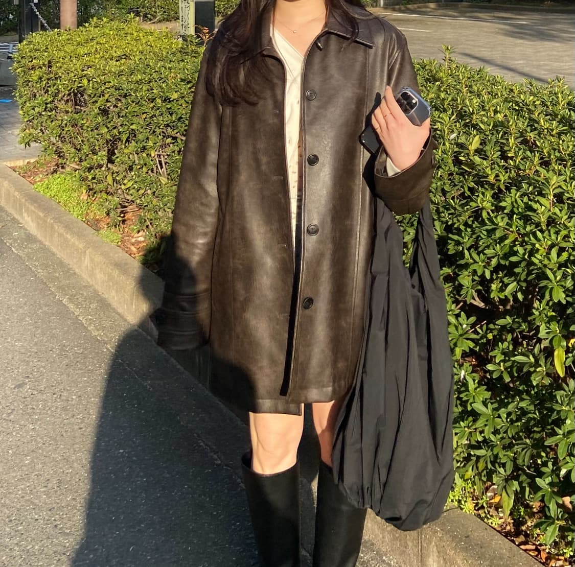 EQL A-line Vegan Leather Jacket 비건레더자켓 상품이미지1