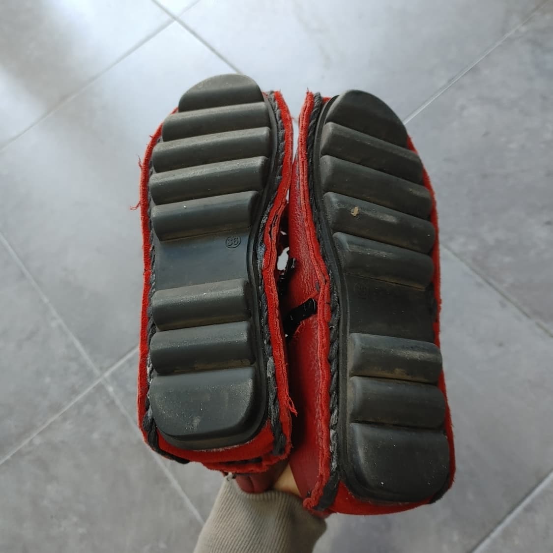 36 NARA 여성 레드 가죽 수공예 슈즈 신발 상품이미지6