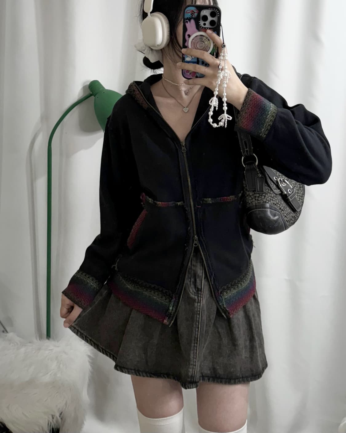 블랙 에스닉 투웨이 후드 집업 상품이미지1