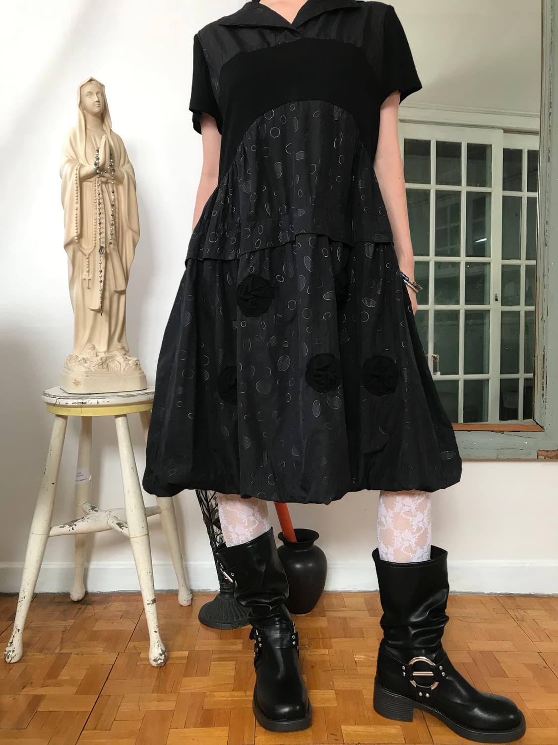 vintage pattern balloon one-piece 상품이미지1