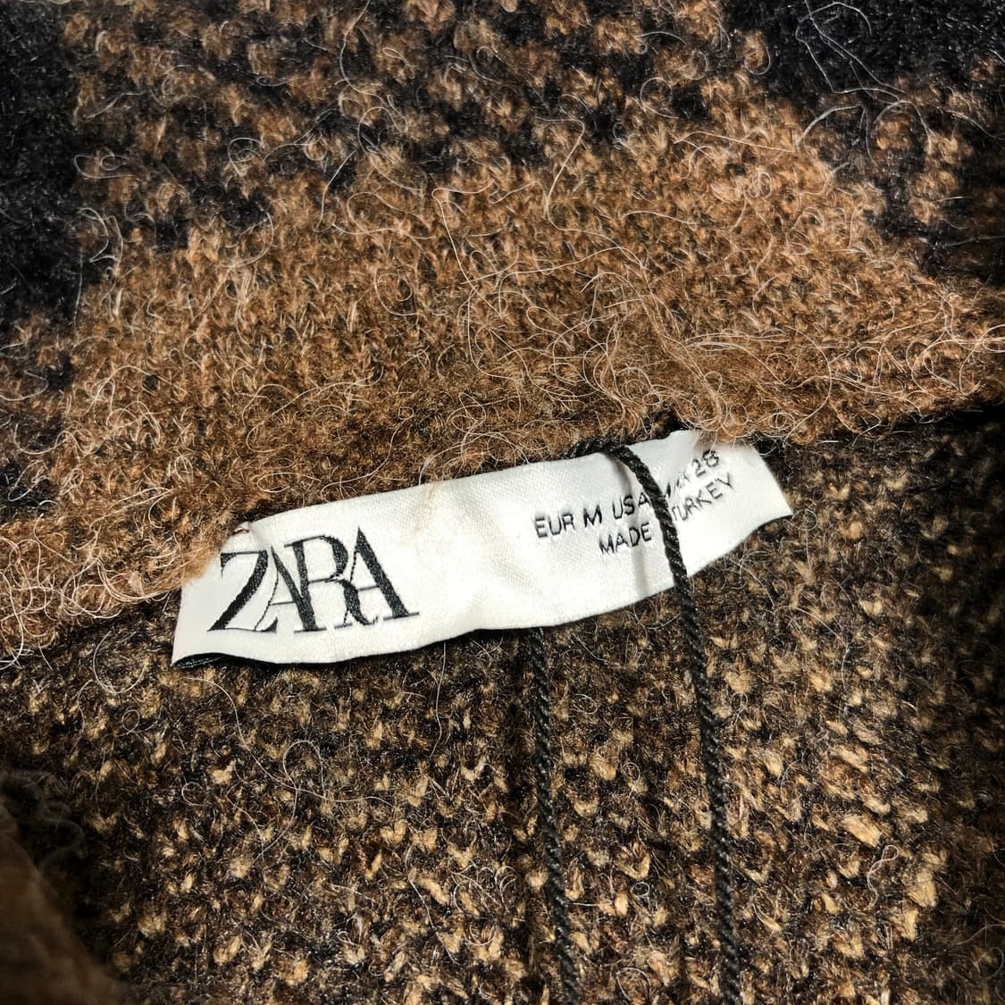 새상품) 자라 브라운 체크 집업 가디건 M 상품이미지2