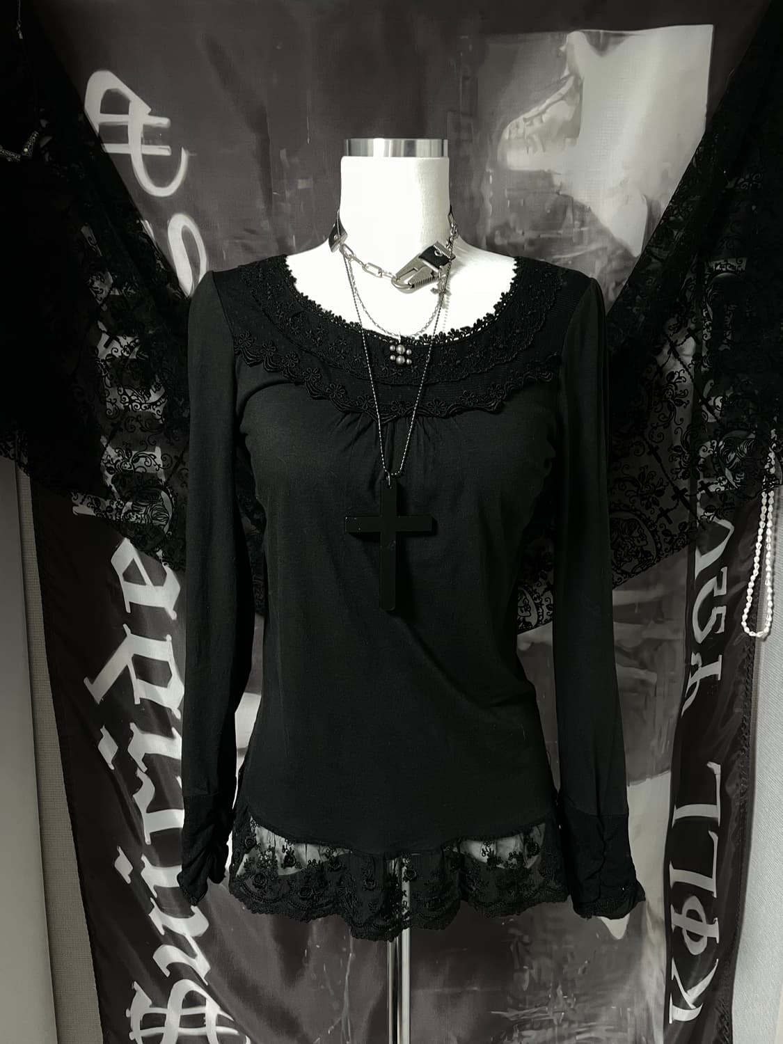  다크페어리롱슬리브 일본빈티지고스지뢰펑크로맨틱갸루니혼진모리걸핀터00s 상품이미지1