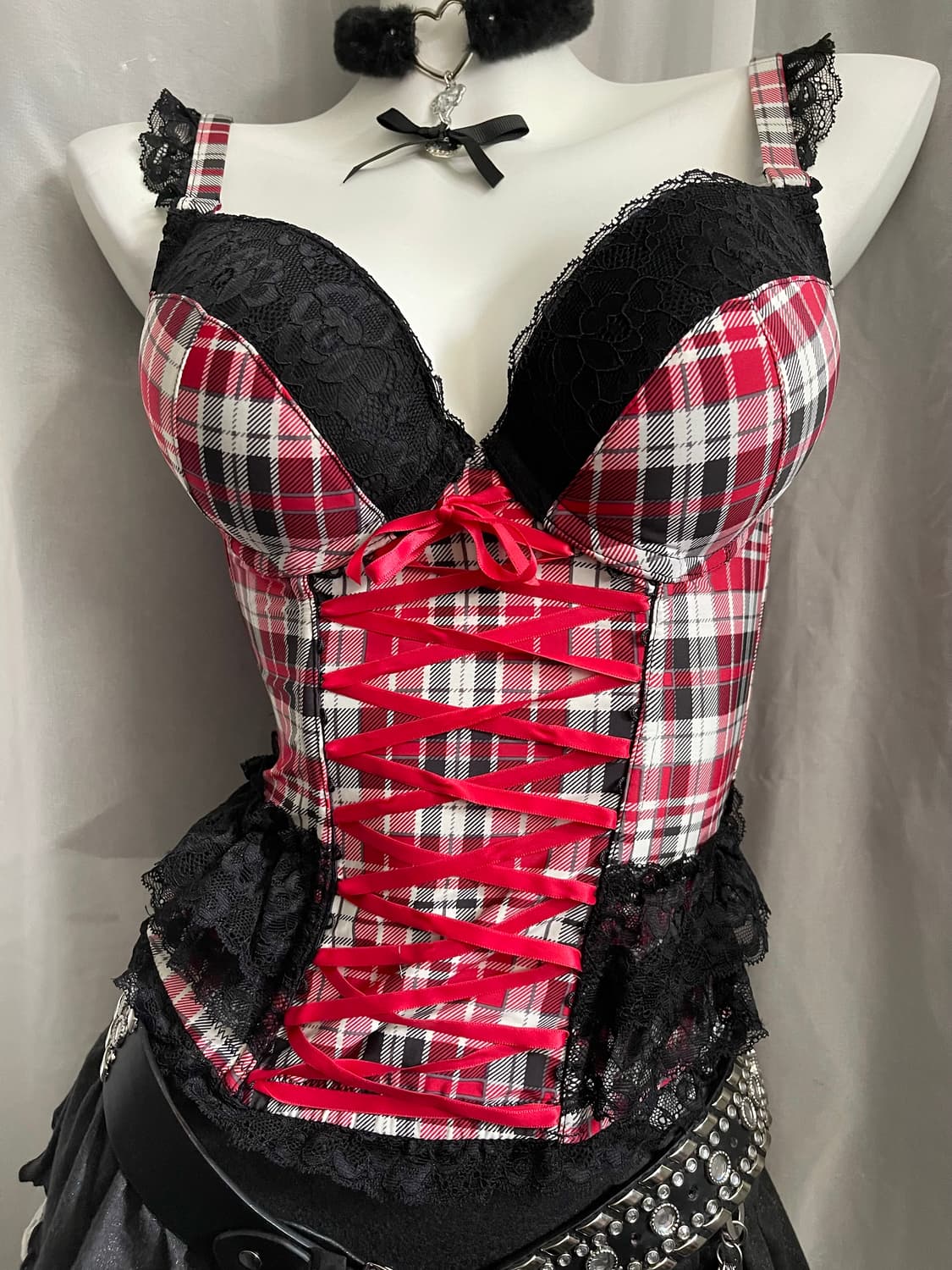 체크 레이스 코르셋 상품이미지2