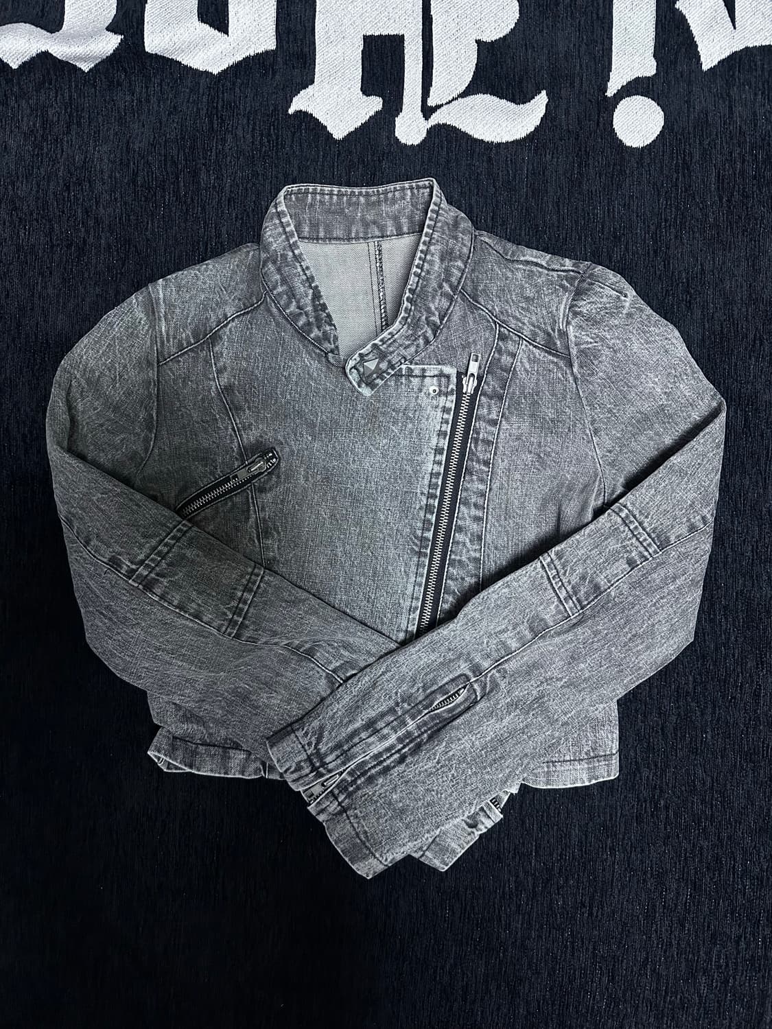 릭오웬스맛 사선 여성 워싱 데님 자켓 상품이미지1