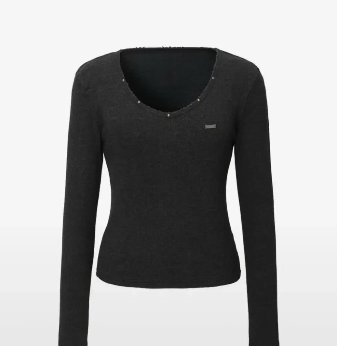 카키포인트 데미지 스터드 티셔츠 차콜 상품이미지1