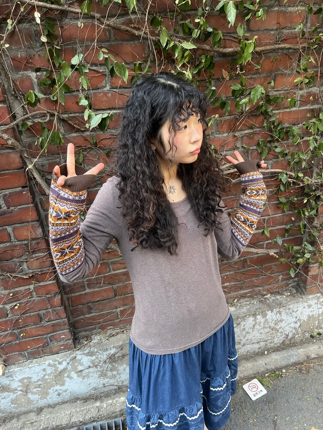 눈꽃 패턴 니트 소매 롱슬리브 상품이미지1