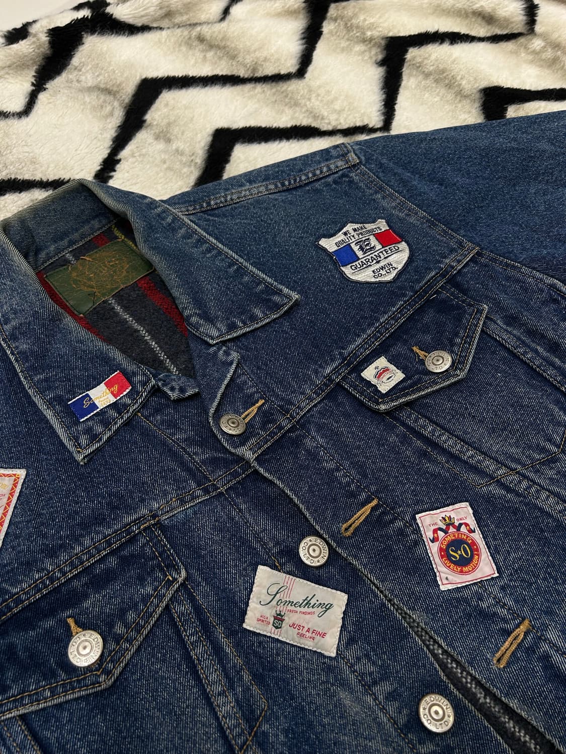 [M]에드윈 80s 패치드 누빔 오버핏 데님 자켓 상품이미지1