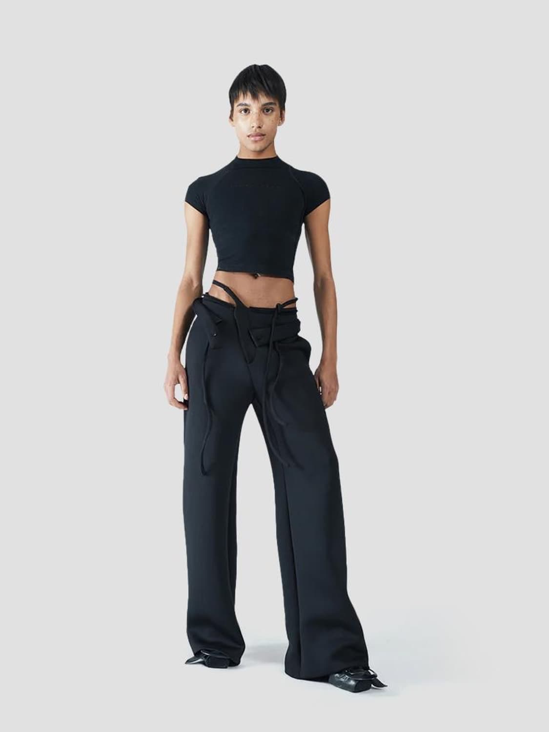 오토링거 블랙 더블 웨이스트밴드 수트 트라우저 상품이미지2
