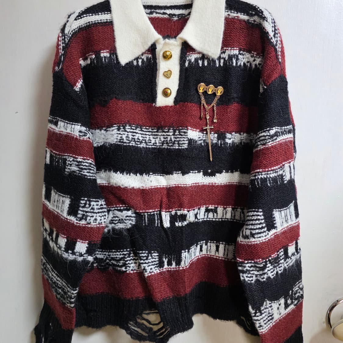 새상품) 키르kirr rocawear 스트라이프니트 (이영지착용) 상품이미지4