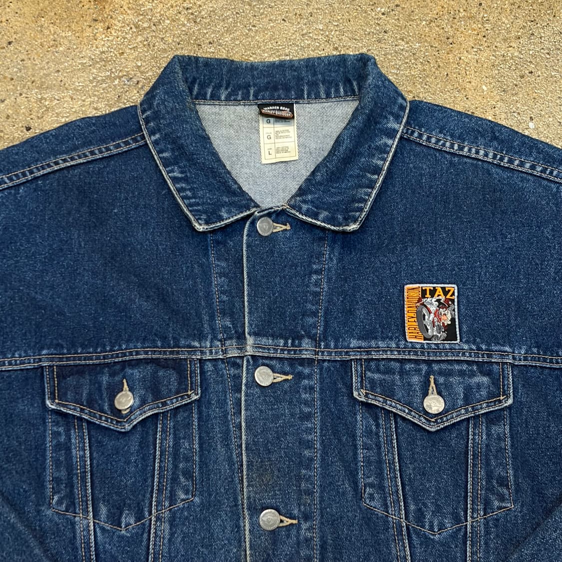 90s USA 빈티지 할리데이비슨 x 워너스브라더스 청자켓 상품이미지7