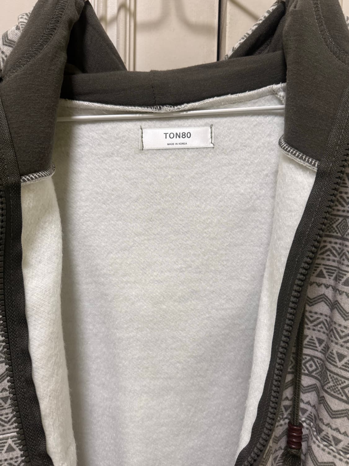 빈티지 인디 보헤미안 양기모 후드 집업 점퍼 카키 상품이미지5