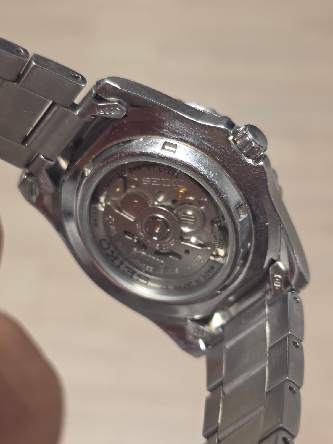 세이코 (SEIKO) 베이비스모 다이버 블랙 오토메틱 스켈레톤 백 시계 상품이미지6