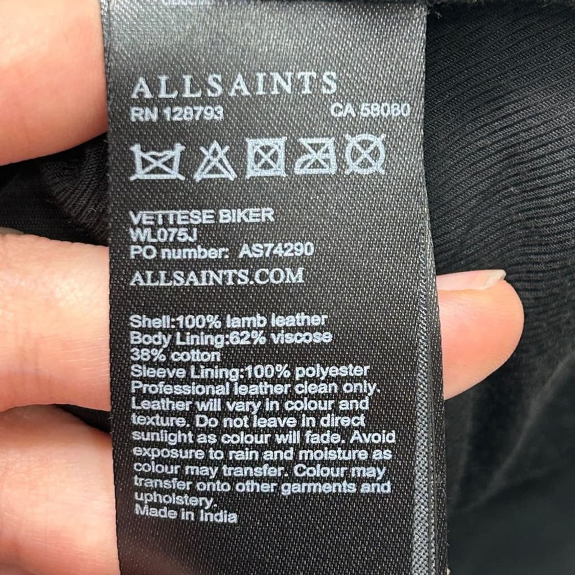 올세인츠 스터드 라이더 자켓 블랙 UK 6 상품이미지5