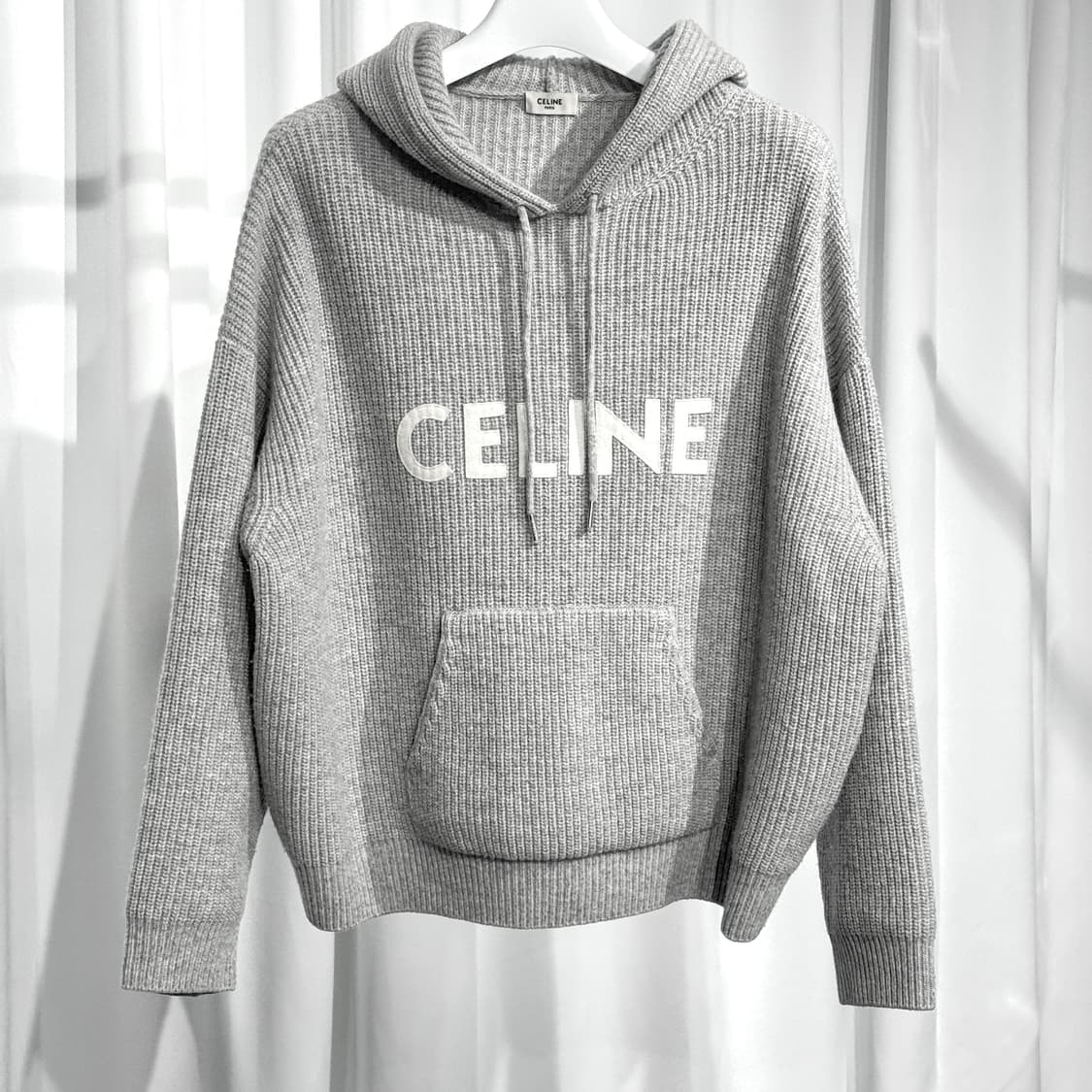 [정품] 셀린느 리브드 니트 후드 그레이 S사이즈 상품이미지1