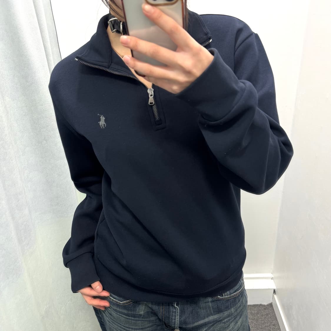 폴로 네이비 반집업 니트 상품이미지2