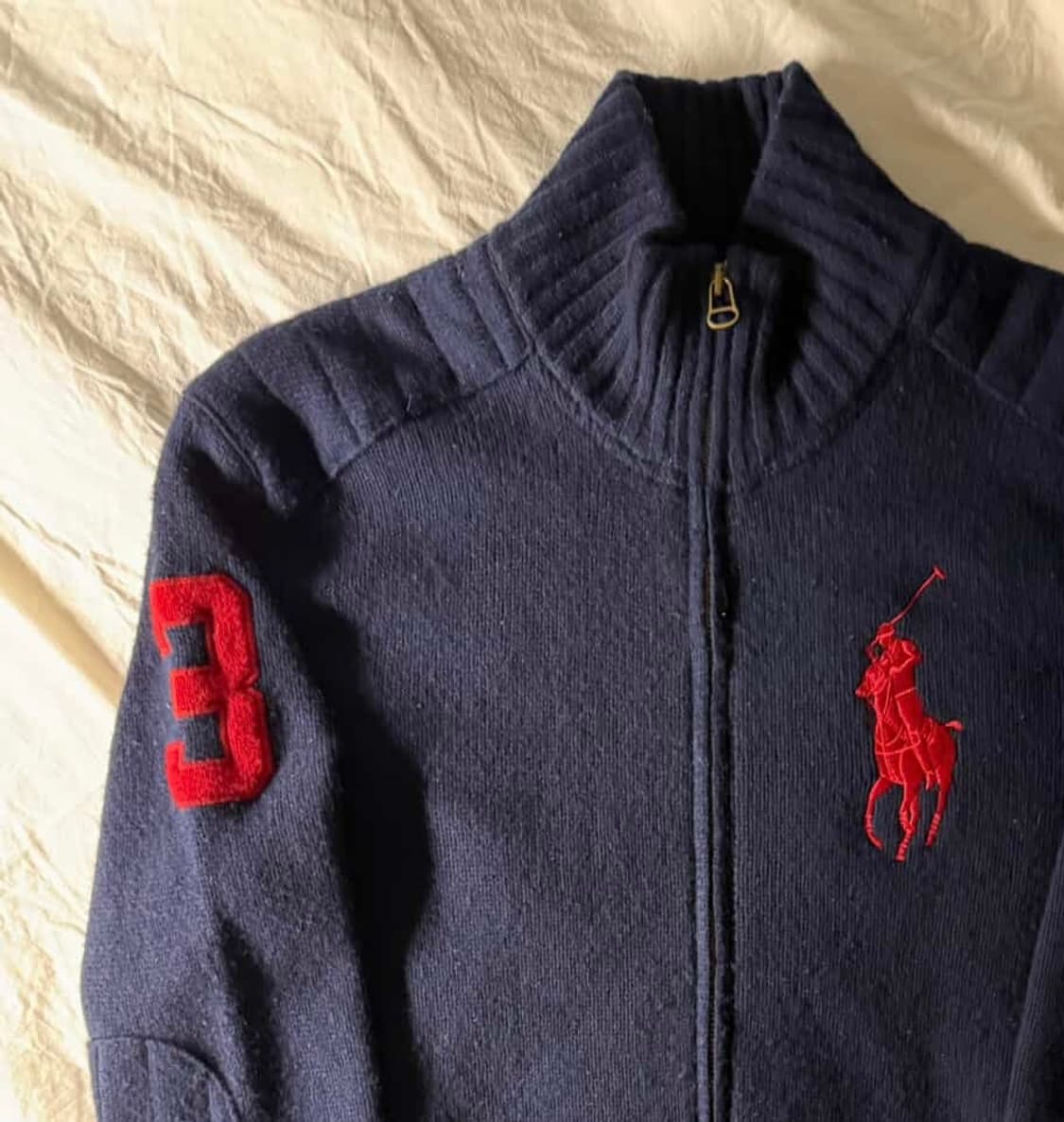 폴로 빅포니 울 니트집업 네이비 상품이미지1