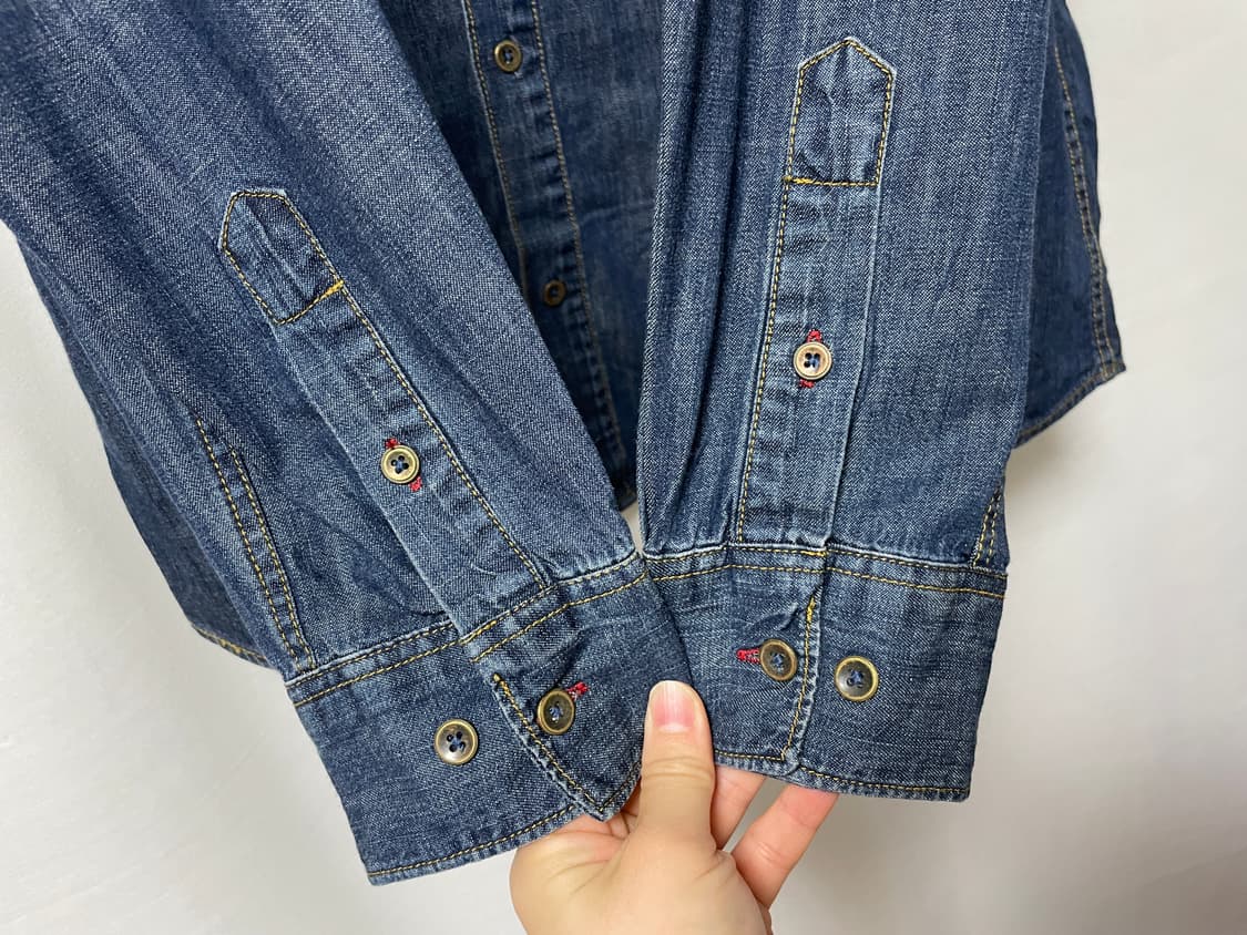 (미사용) Evisu 에비수 레드로고 투포켓 데님셔츠 청남방 XL 상품이미지5