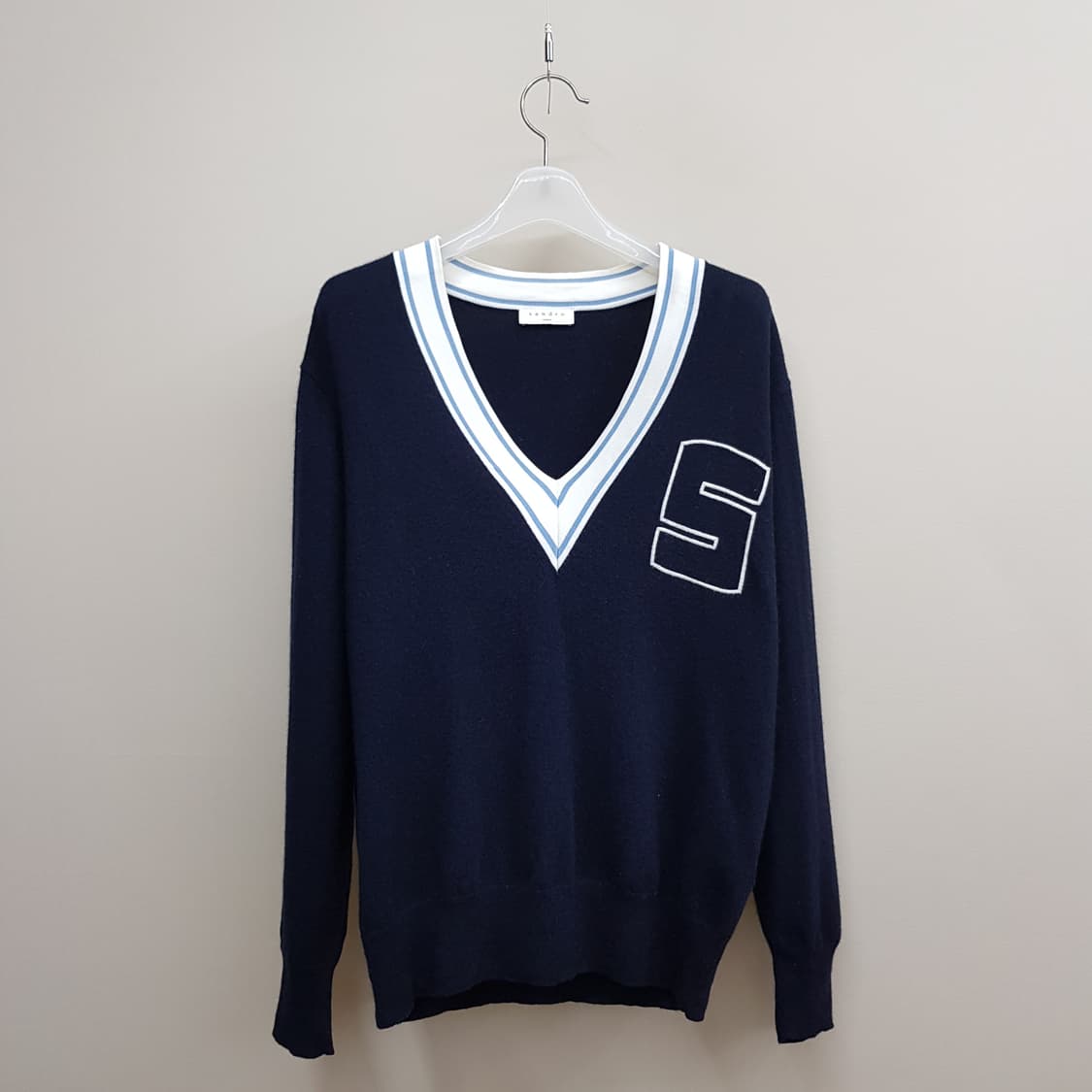 산드로 SANDRO V라인 배색 포인트 울 니트 2사이즈 상품이미지2