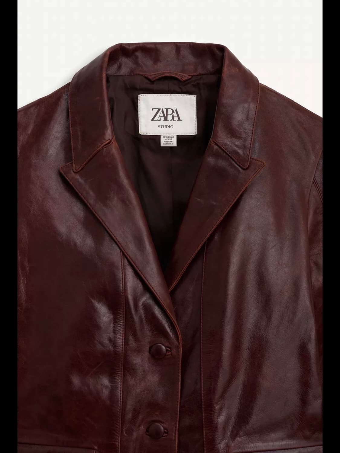 XS(KR 44) 자라 리미티드 에디션 100% 가죽 크롭 블레이저 상품이미지7