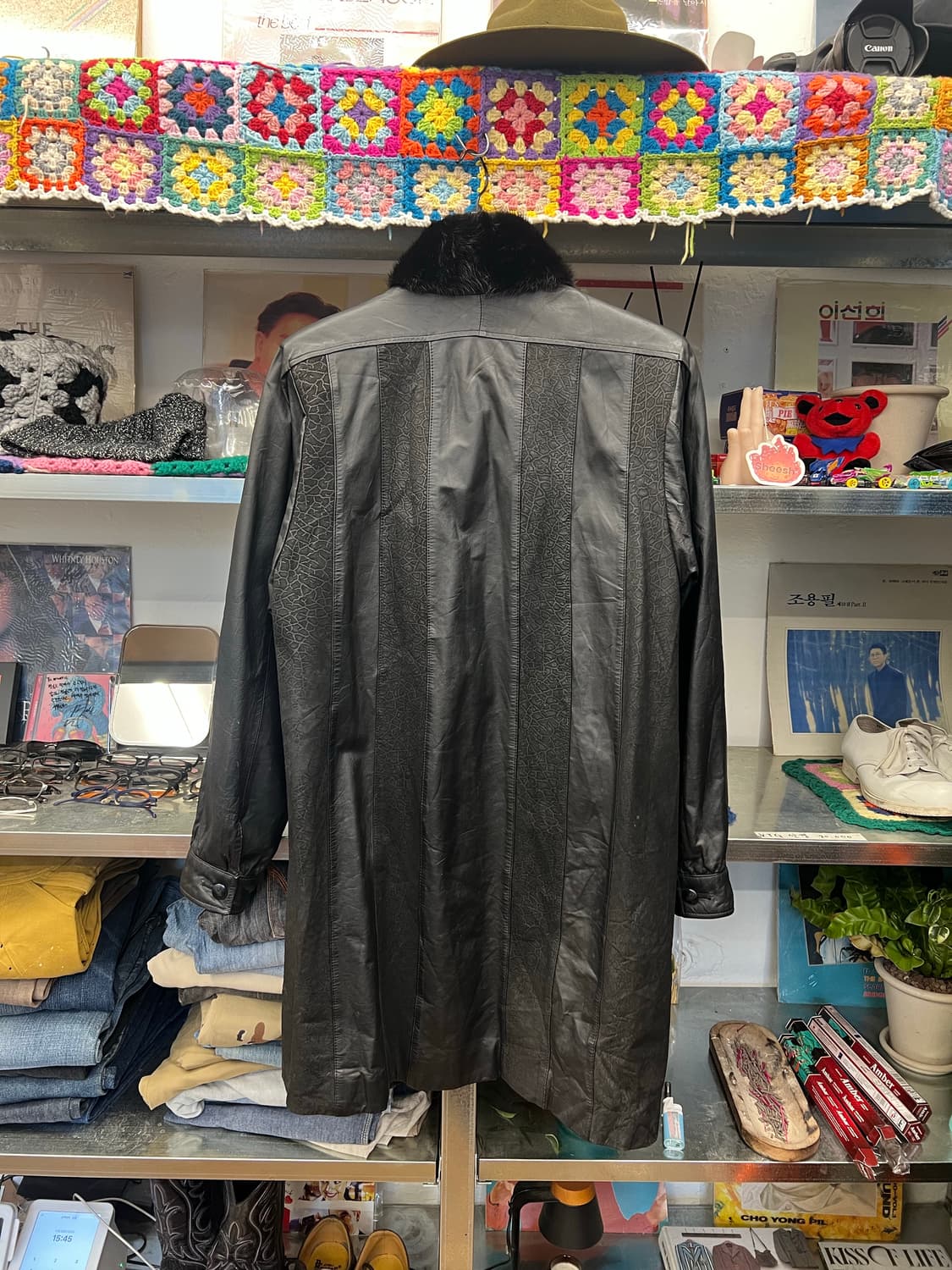 90s Vintage Real Leather Coat with Mink  상품이미지2