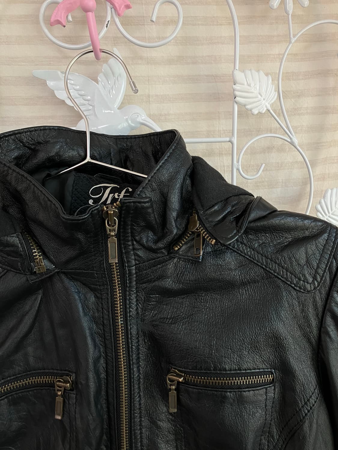 빈티지 블랙 후드 레더 자켓 y2k 스트릿 갸루 펑키 일본빈티지O-554 상품이미지3