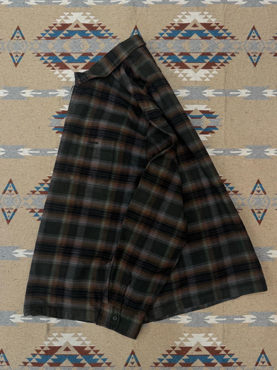 [XL] 슈프림 쉐도우 플레이드 플란넬 집업 셔츠 그린 - 24SS 상품이미지5